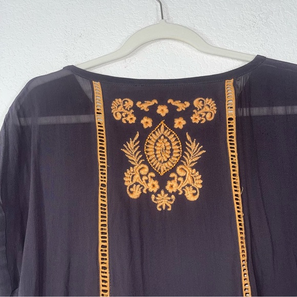 Anthropologie Vanessa Virginia Antala Peplum Top grey orange embroidered size M - Picture 3 of 15